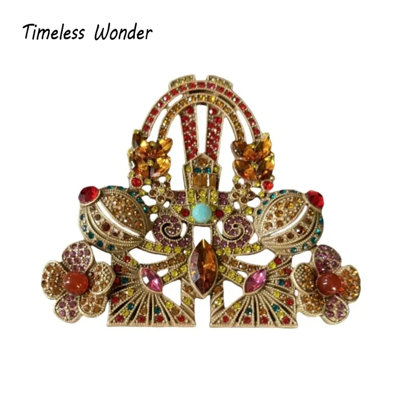 Timeless Wonder Retro Zircon Geo Floral Brooch Pins for Women Designer Jewelry Runway Rare Top Punk Luxury Gift Vintage 9523