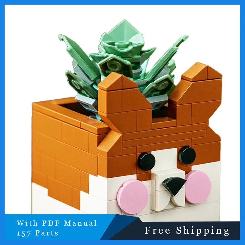 157개 부품 MOC 창의적인 식물 분재 모듈형 메이크업 액세서리 블록 조립식 모델 어린이 조립 생일 선물