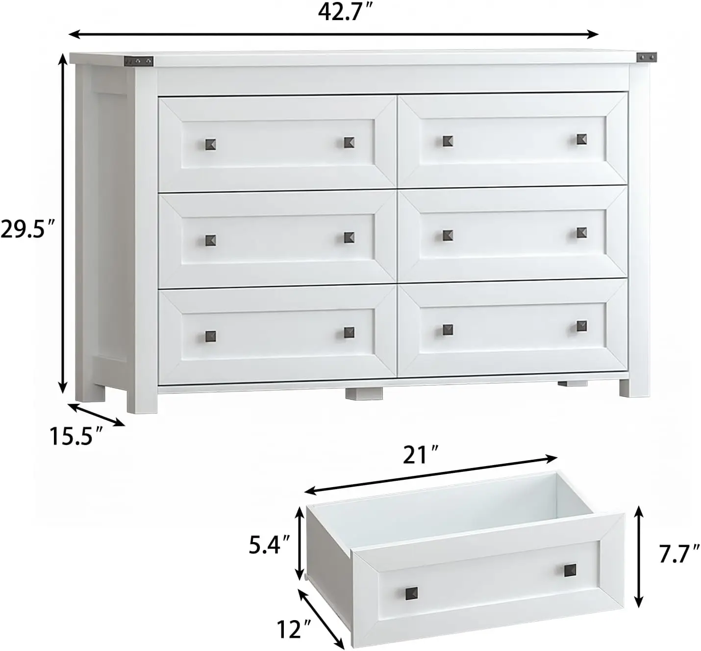 Wood Storage Chest of Drawers, Dresser with Metal Handles,Dressers Organizer for Bedroom, Living Room,Nursery,Hallway