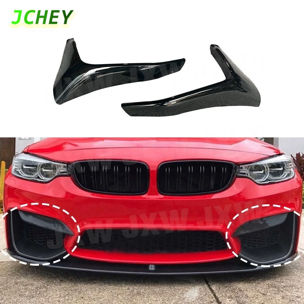 

JCHEY Carbon Fiber Look Front Bumper Spoiler Splitters Aprons for BMW 3 4 Series F80 M3 F82 F83 M4 2014 - 2019 ABS Gloss black