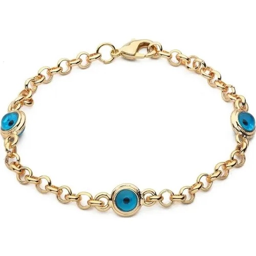 Jewelry Shop Three Evil Eye Beaded Eyelet Gold Plated Bracelet BBB01 Stylish Elegant Fashion Showy Bracelet