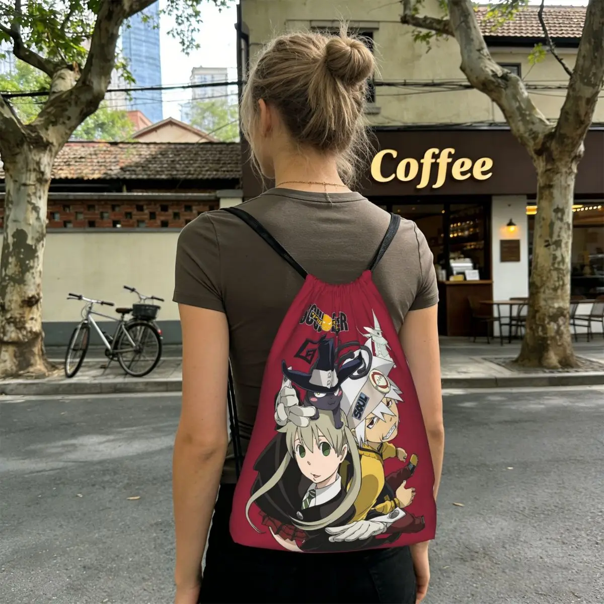 Soul Eater Anime Backpacks Portable Drawstring Bundle Pocket Sundries Bag Book Bags for Man Woman School