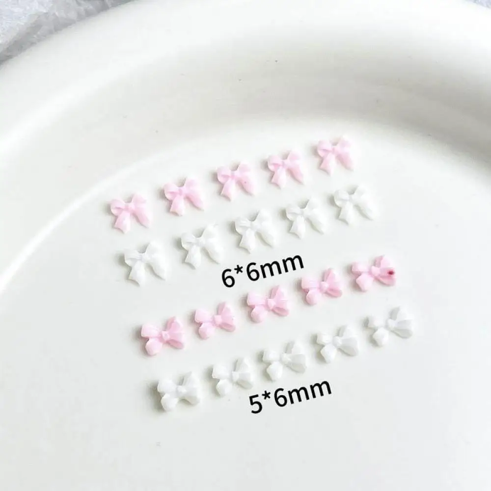 3D Sweet Solid Color Ties Resin Nail Charms Mini Minimalist Pink White Bowknots Nail Art Decorations for Manicure DIY Supplies