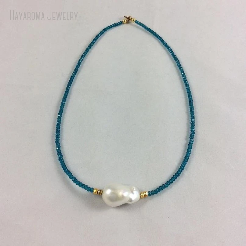 10Pcs Mystic London Blue Quartz Princess Necklace With Golden Pyrites And Freshwater Baroque Pearl