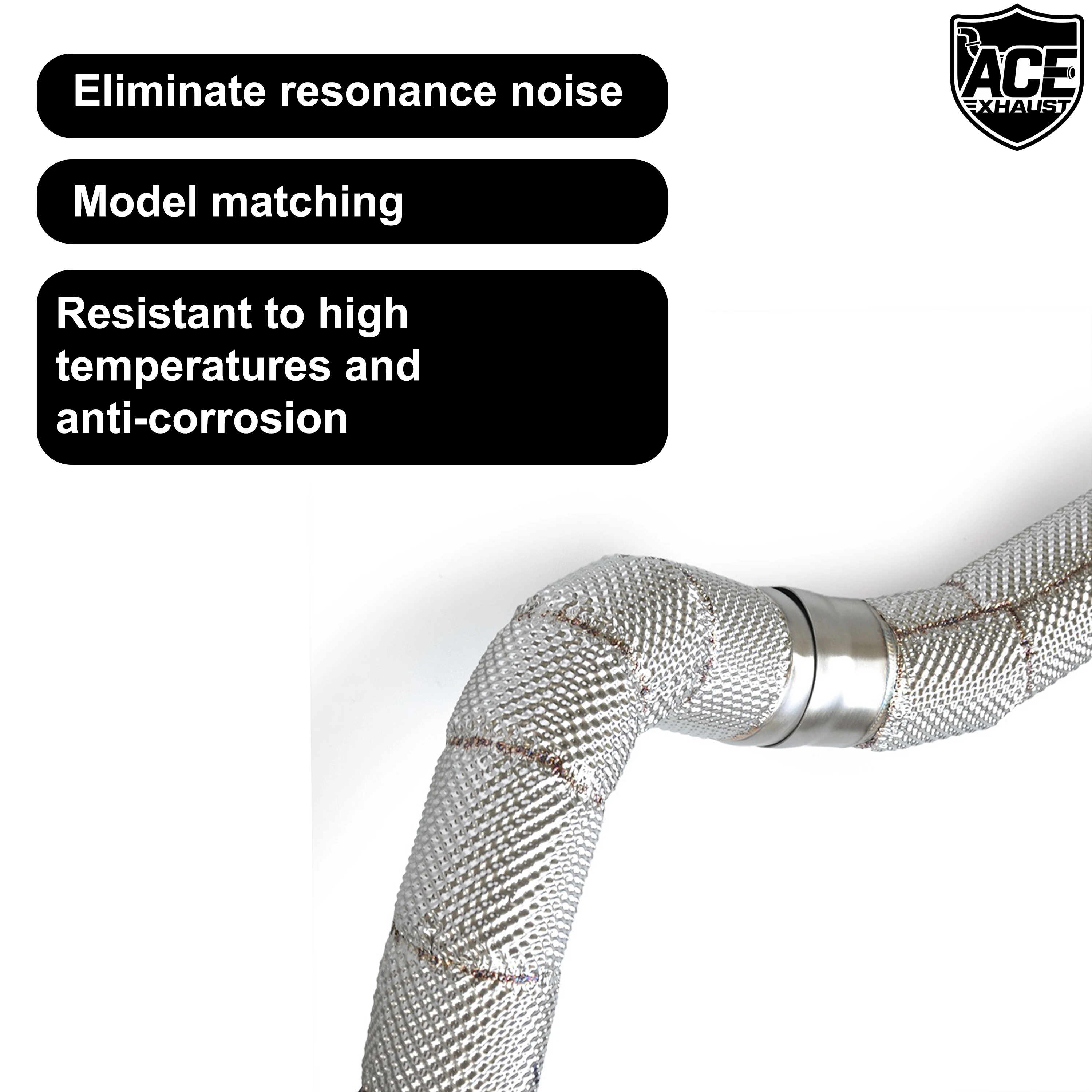 ACE Auto-Zubehör für Mercedes Benz C63 W205 GLC63 Gerades Downpipe mit Hitzeschild Hochleistungs-SUS304-Auspuffrohr – Detail 9