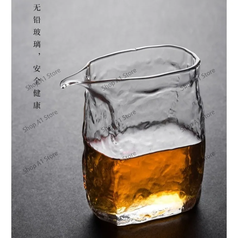 Square Hammered Glass Fairness Cup, Japanese Style Gongfu Tea Pitcher, Tea Set Accessory