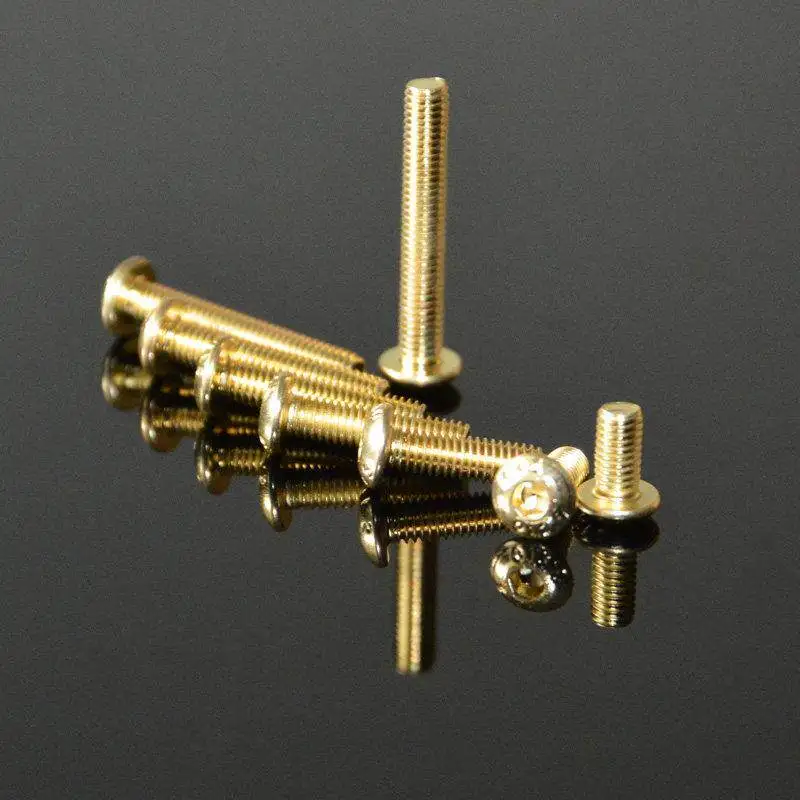 5/10Pcs Grade 12.9 Titanium-Plated Gold Semicircular-Head Hex Socket Screw M2 M2.5 M3 M4 M5 Pan Socket Cap Bolt Length 4mm~35mm