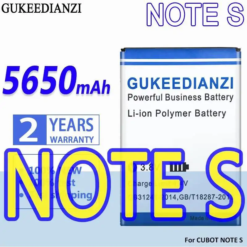 Прочный аккумулятор для мобильного телефона Cubot Note S, долговечный, 5650 мАч