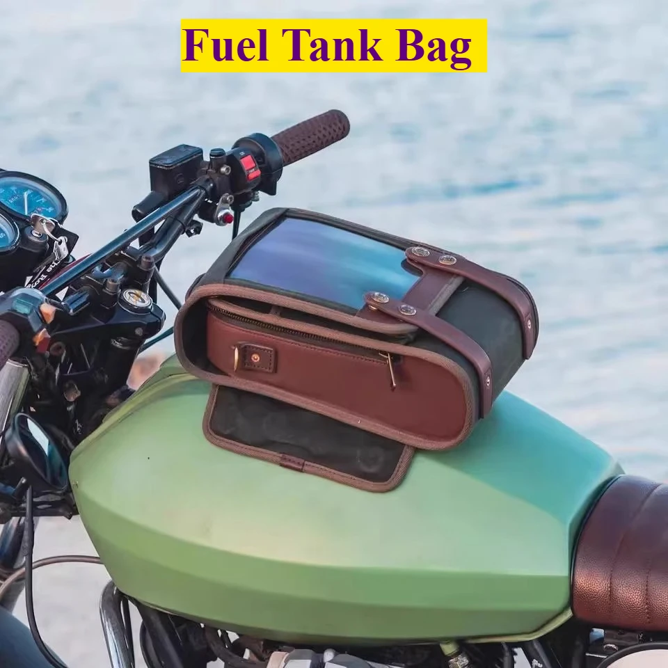 Retro Motorcycle Magnetic Suction Fuel Tank Bag Motorcycle Travel Oil Wax Waterproof Quick-release Cycling Fuel Tank Map Bag