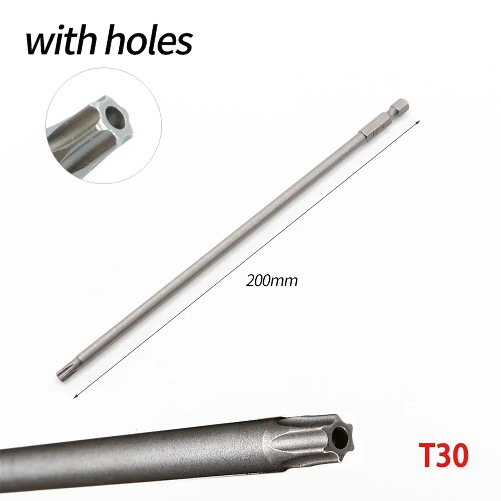 1Pc 200mm Long T8-T40 Magnetic Torx Screwdriver Bits Set Electric Screwdriver Head T8,, T15, T20, T25, T27, T30, T40