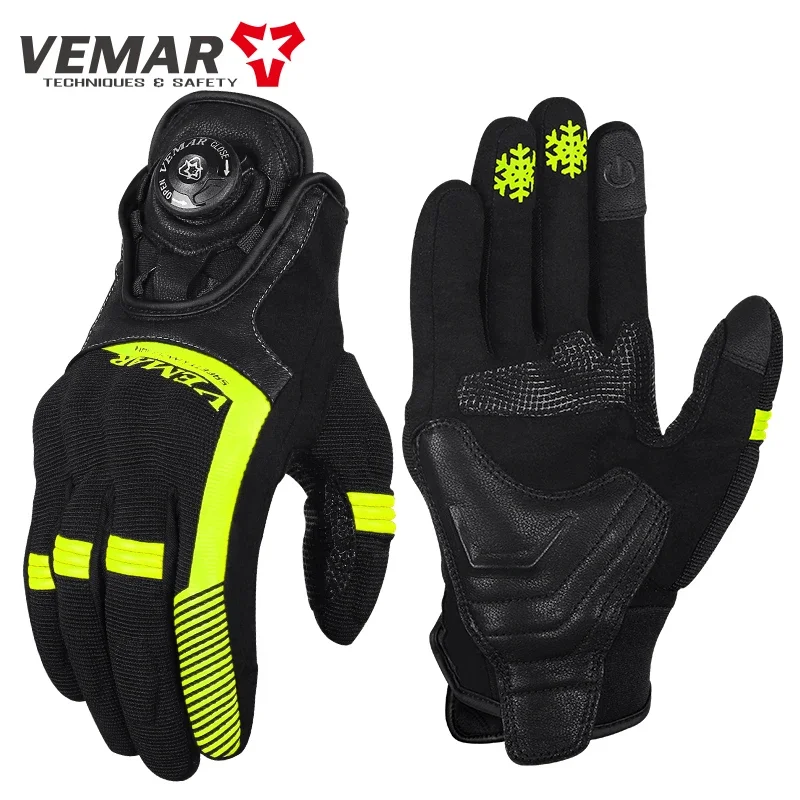 VEMAR VE-308 Gloves Motorcycle Riding Luva Motorcyclist Touch Screen Rotating Button Adjustment Moto Racing Breathable Gloves