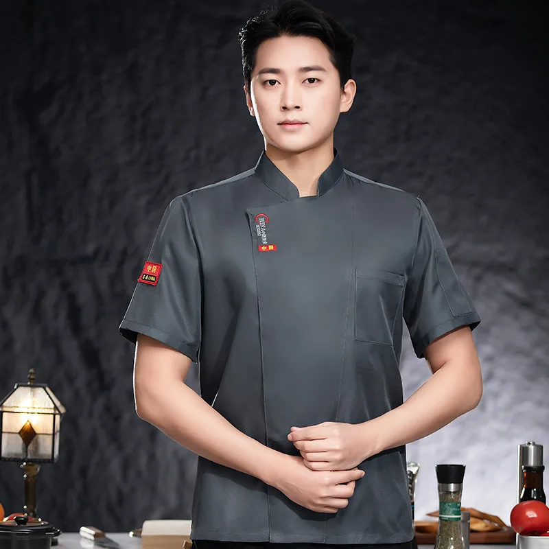 Uniforme de travail de cuisine de Restaurant d'hôtel, veste de Chef à manches courtes, manteau de cuisine blanc d'été pour boulangerie et pâtisserie