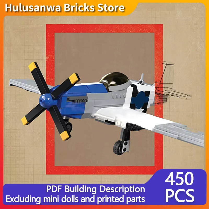

P-51D Military Fighter Jets Model MOC Building Bricks War Equipment Modular Technology Gifts Holiday Assemble Children Toys