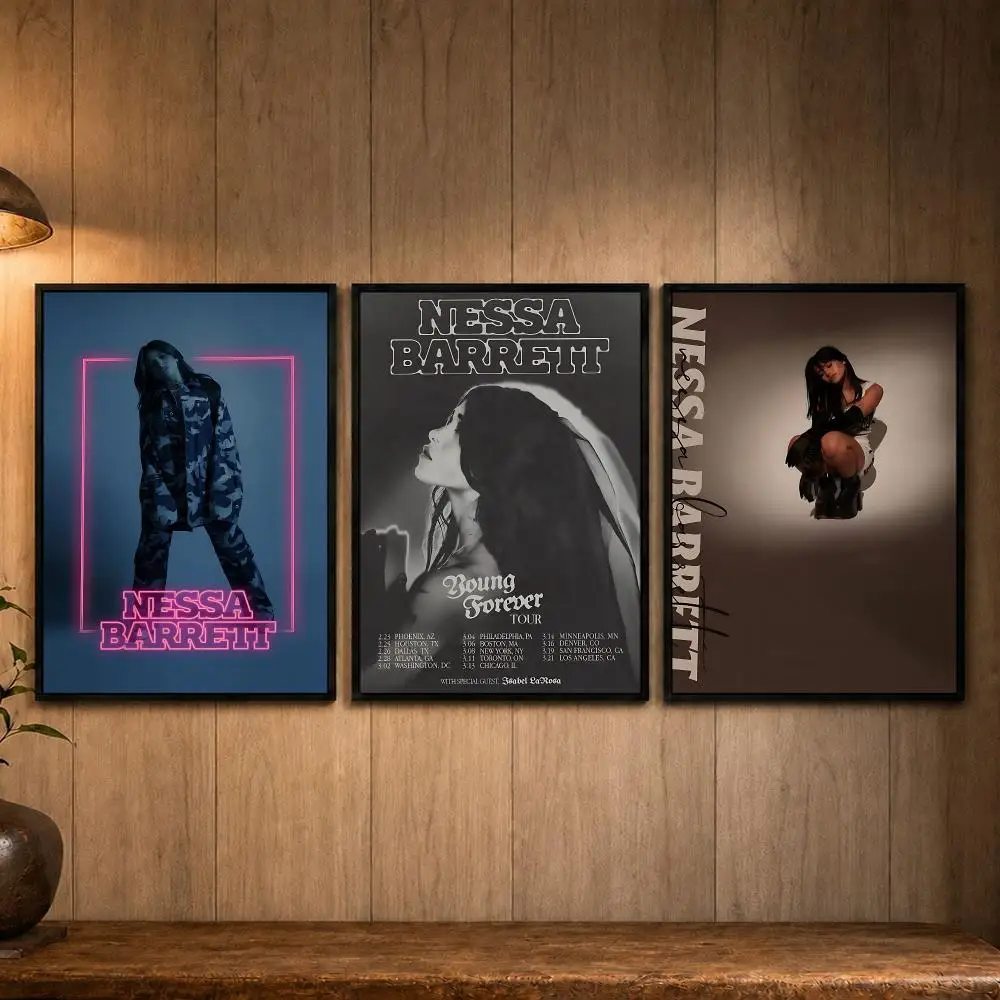 Pro Singer N-Nessa BarrettS   Poster Self-adhesive Art Poster Decoracion Painting Wall Art White Kraft Paper Home Decor