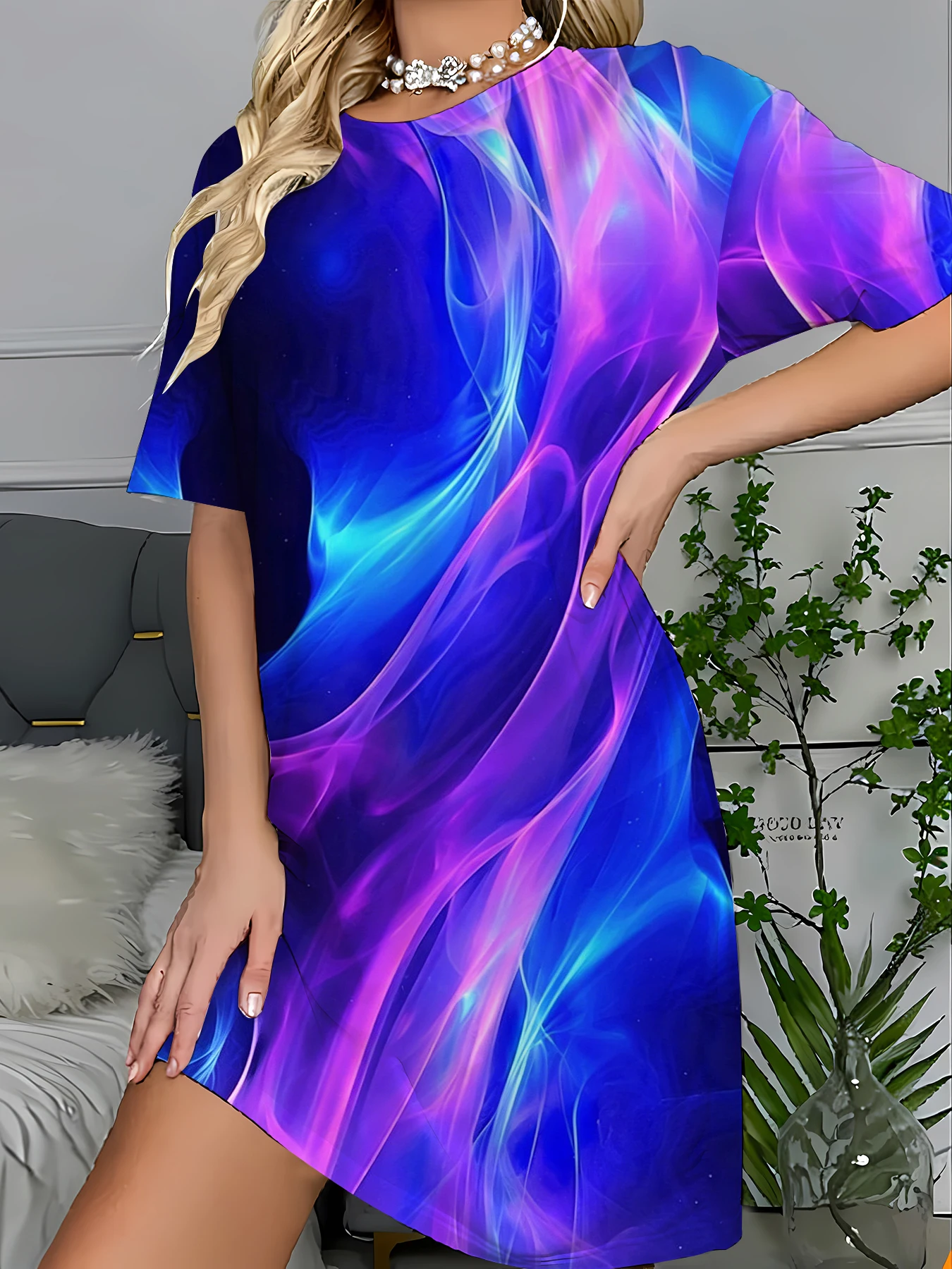 Y2K Graphic Print Sleep T-Shirt Dress Women Loose Loungewear Nightgown