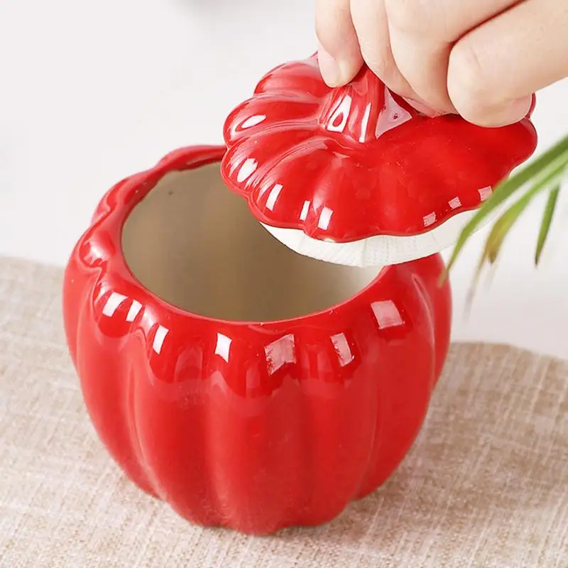 300ml Pumpkin Style Tea Jar Ceramic Tea Barrel Pumpkin Jar Storage Box Halloween Jewelry Storage Box with Lid Pumpkin Food Jar