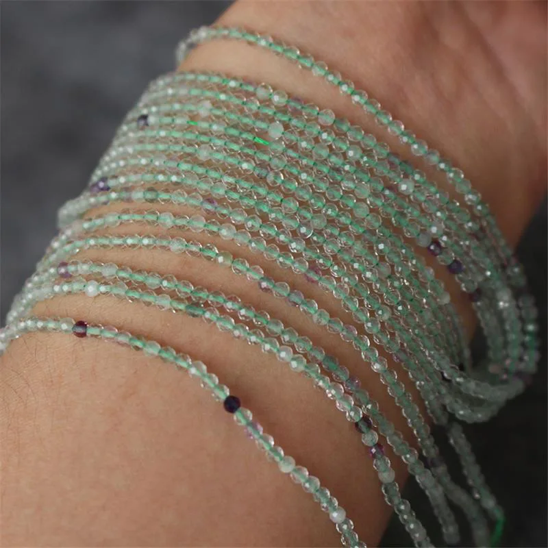 2 mm große Perlen aus natürlichem Stein, Amethyst, Tigerauge, Lapislazuli, eingelegt mit hellen Perlen, zur Schmuckherstellung, DIY-Halskette, Armband, Schmuck