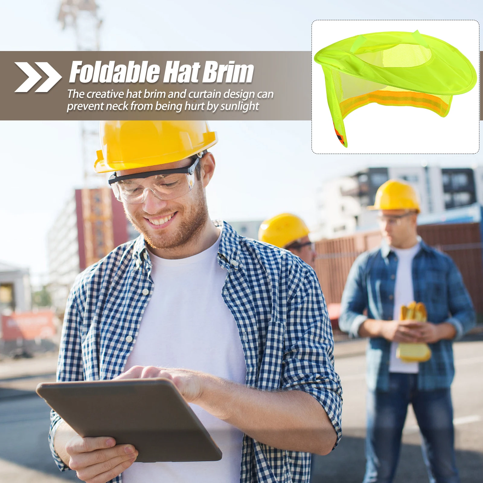 

Safety Sunscreen Hat Cover Hard Construction Site Anti-UV Reflective Stripe