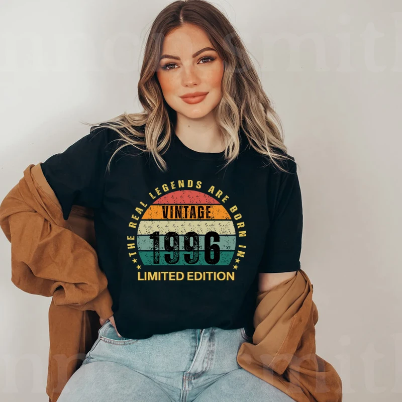 

The Real Legends Are Born in 1996 Limited Edition Women T Shirts Cotton 28th 28 Years Old Birthday T-shirt Personalzied Gift