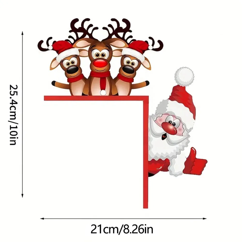 1pc Santa and Reindeer Christmas Door Corner Sign Sculpture for Living Room, Bedroom Office and Outdoor Indoor Decoration