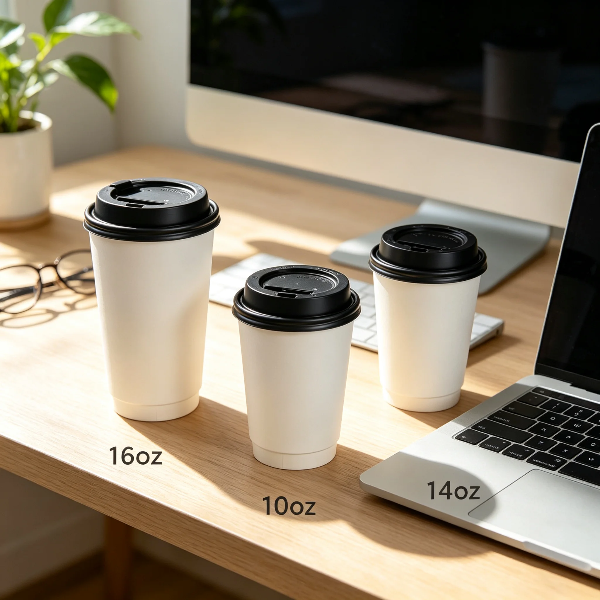50Pcs 10/14/16oz Disposable Paper Cups,  Double-layer Beverage Cup, Coffee Cups for Takeaway, Suitable for Home and Office