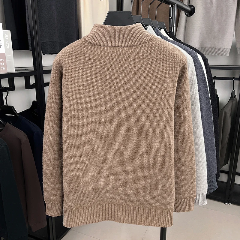 Luxusmarke Herrenpullover Winter Neu Verdickter Warmer Rollkragenpullover Mode Klassischer Paul Pony Bestickter Samt-Strickpullover – Detail 8