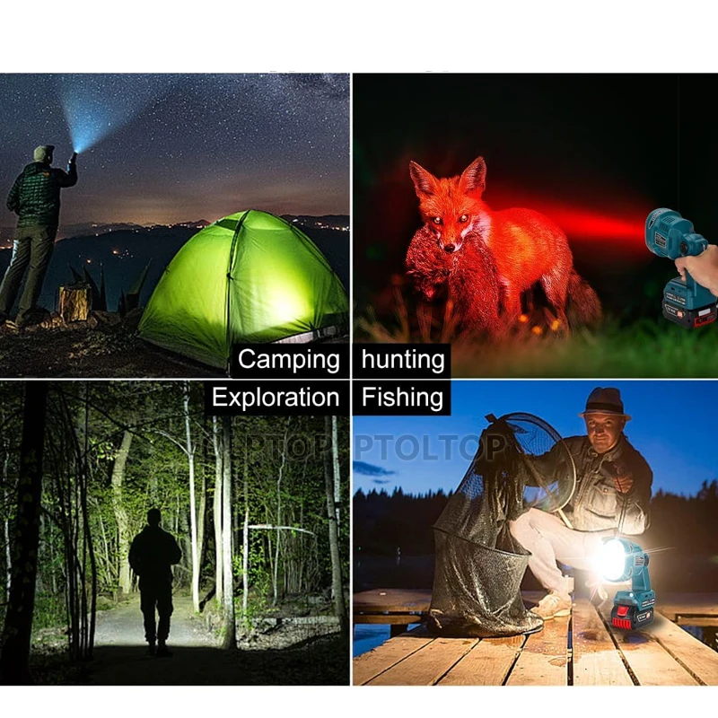50W Cordless Work Light LED Flashlight For Bosch 18V Battery Highest 4200LM Spotlight USB Type-C Desk Lamp forCamping, Emergency