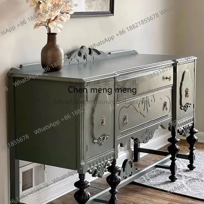 

Great discount French medieval style neoclassical foyer entrance cabinet living room light luxury sideboard villa high-end decor