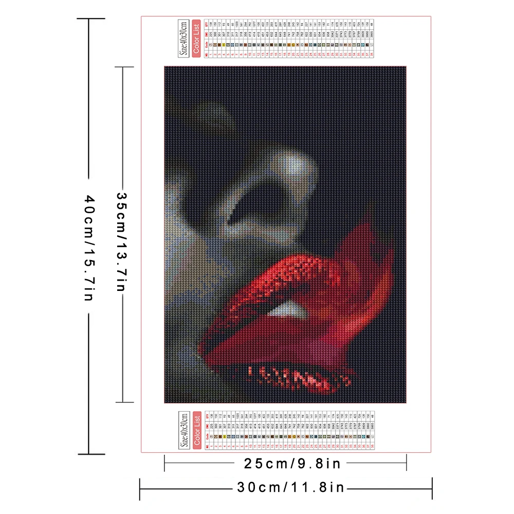AZQSD Diamond Painting Lips Landscape Mosaic 30x40cm Full Round Drill Needlework Art Handmade Gift Embroidery Mouth Scenery