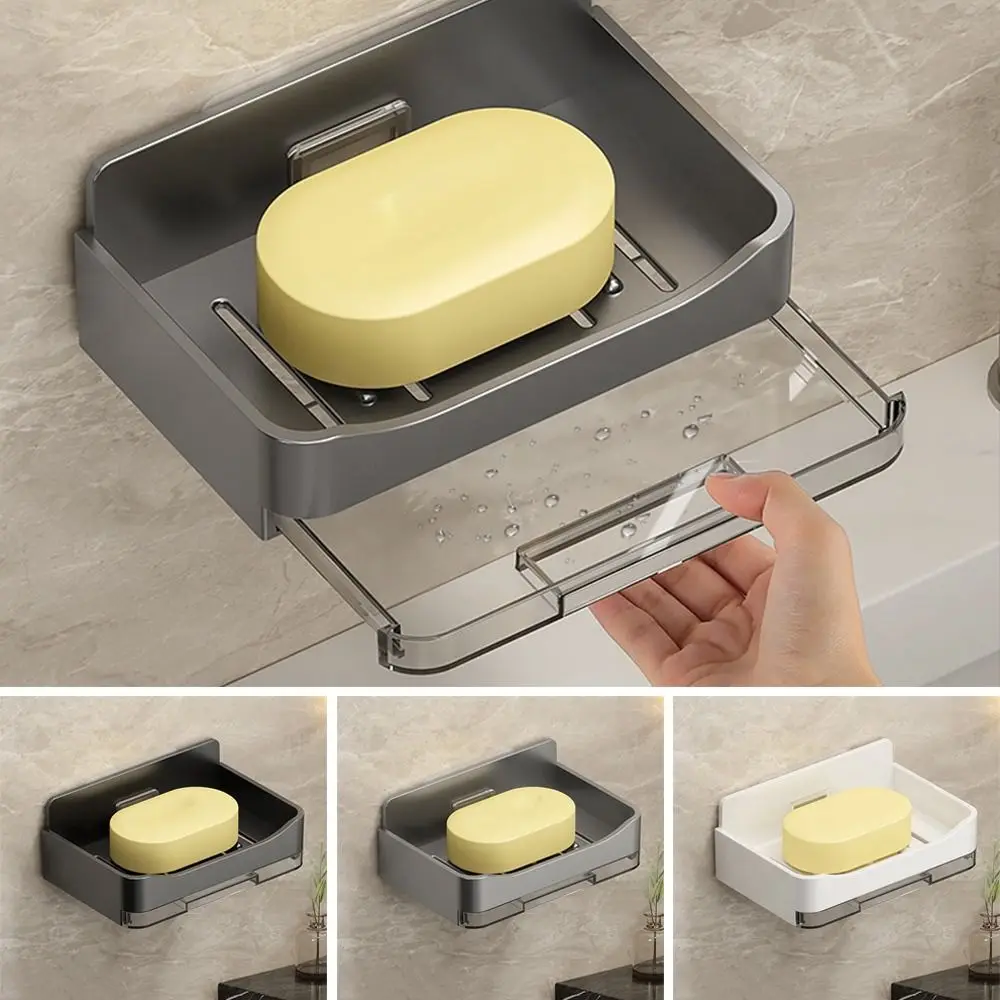 Durable Wall Mounted Soap Dish ABS Drainable Storage Rack Soap Box Bathroom Kitchen Sink Organizer