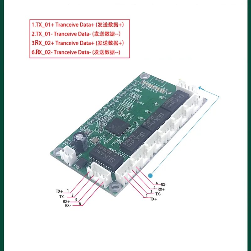 สวิตช์แบบเร็วมินิ8พอร์ตอีเธอร์เน็ตแบบแตะ10/100mbps โมดูลบอร์ดโมดูล PCB ฮับเราเตอร์อินเตอร์เน็ตสำหรับการรวมระบบ