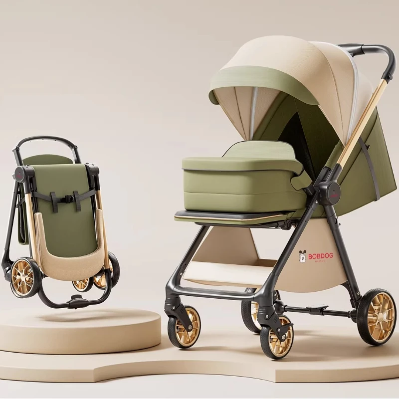 

High-view Baby Strollerswith Sleep Basket Travel Stroller Can Sit or Lie Two-way Push Function with One-touch Storage Baby Car