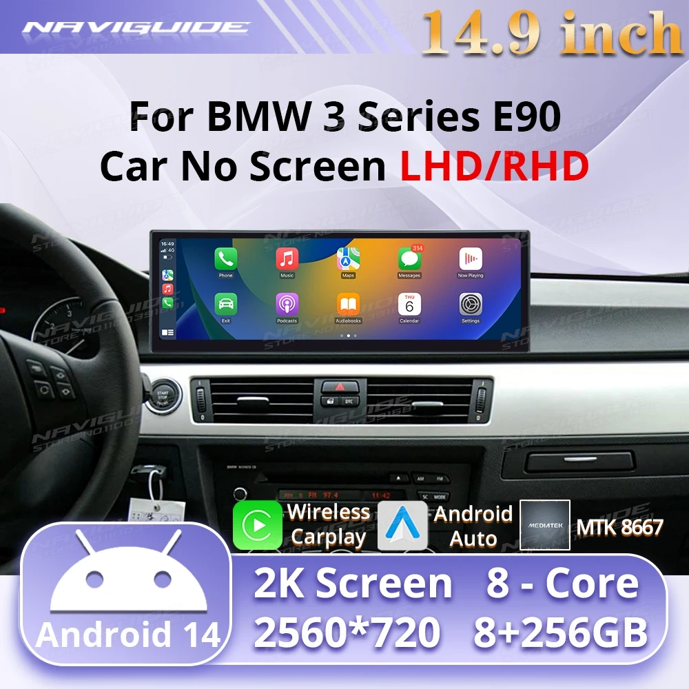 

14.9" Android14 Car Radio For BMW 3 Series E90 Car NO Screen 2006-2011 LHD/RHD Multimedia Player Wireless Carplay Android Auto