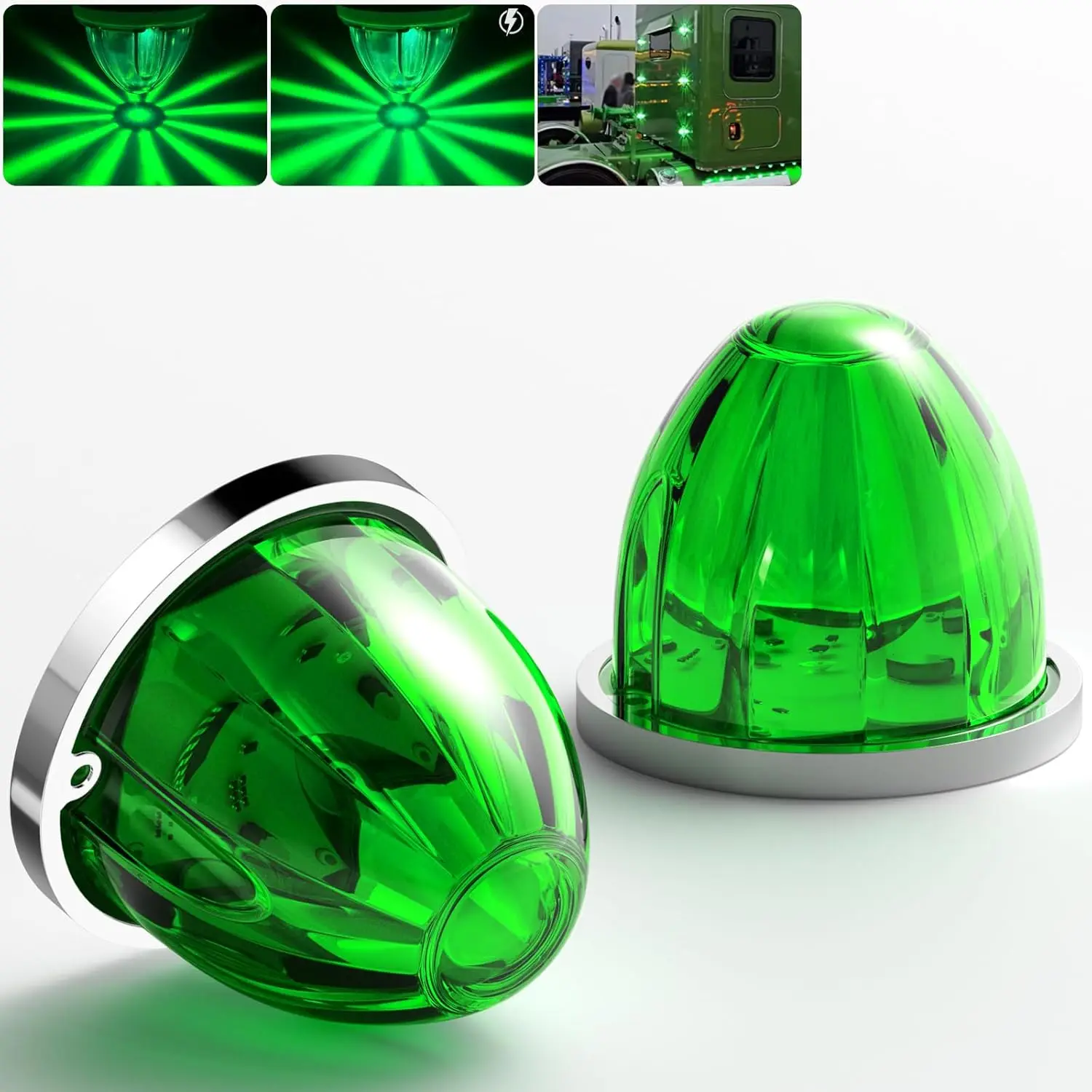 

2 green watermelon LED flashing lights+logo light dual function watermelon shaped side logo gap tail cover