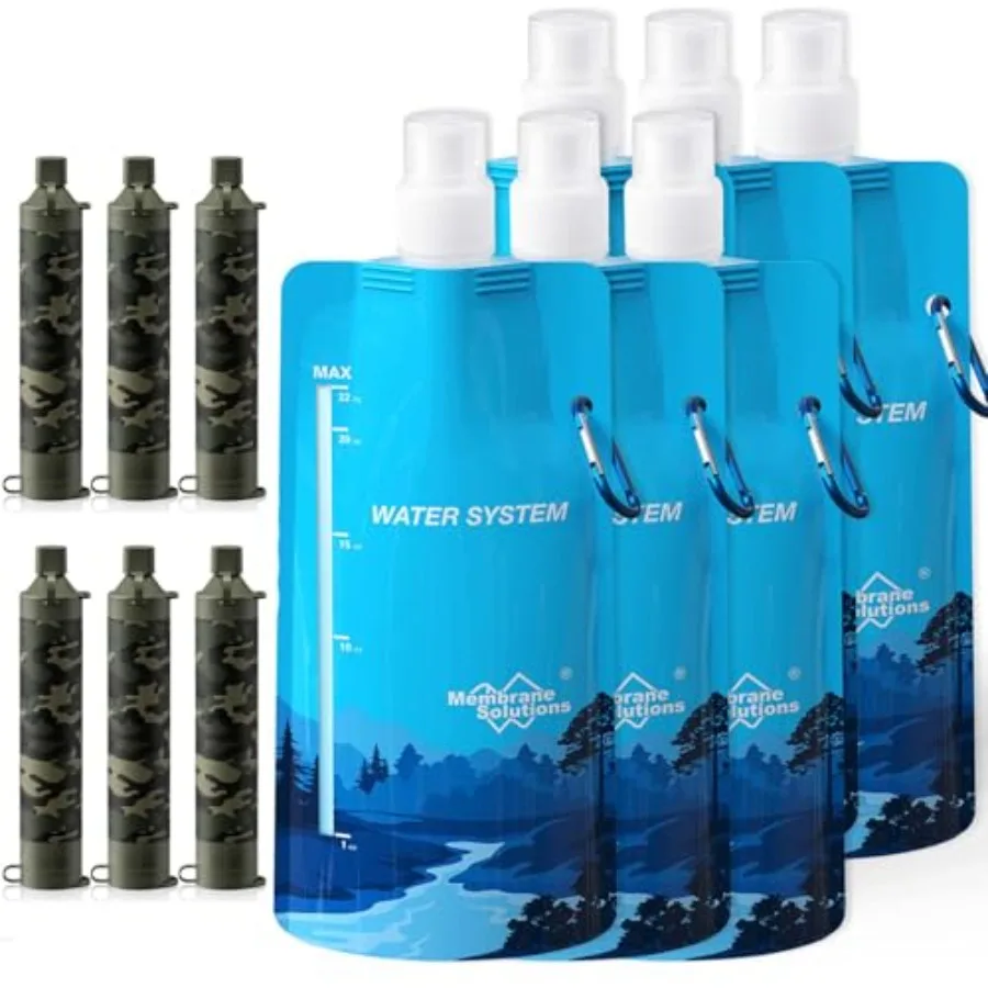 

Портативная система фильтрации воды для выживания, комплект для очистки воды, включая фильтрующую трубочку и емкость 23 унции, для походов и активного отдыха