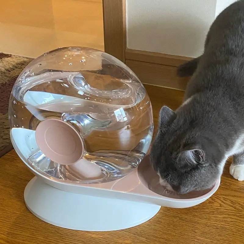 No plug-in Automatic cat water bowl transparent pet feeder food water dispenser with filter element snail design dog accessories