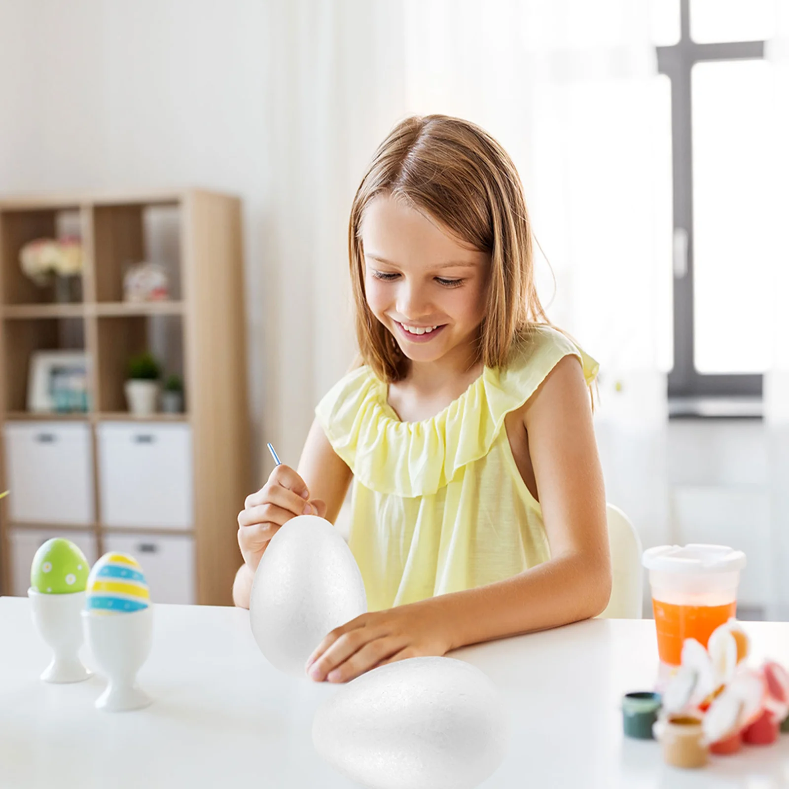 

3Pcs White Craft Foam Eggs: Lightweight Shatterproof Polystyrene Easter Decoration DIY Kids Painting Activities Classroom