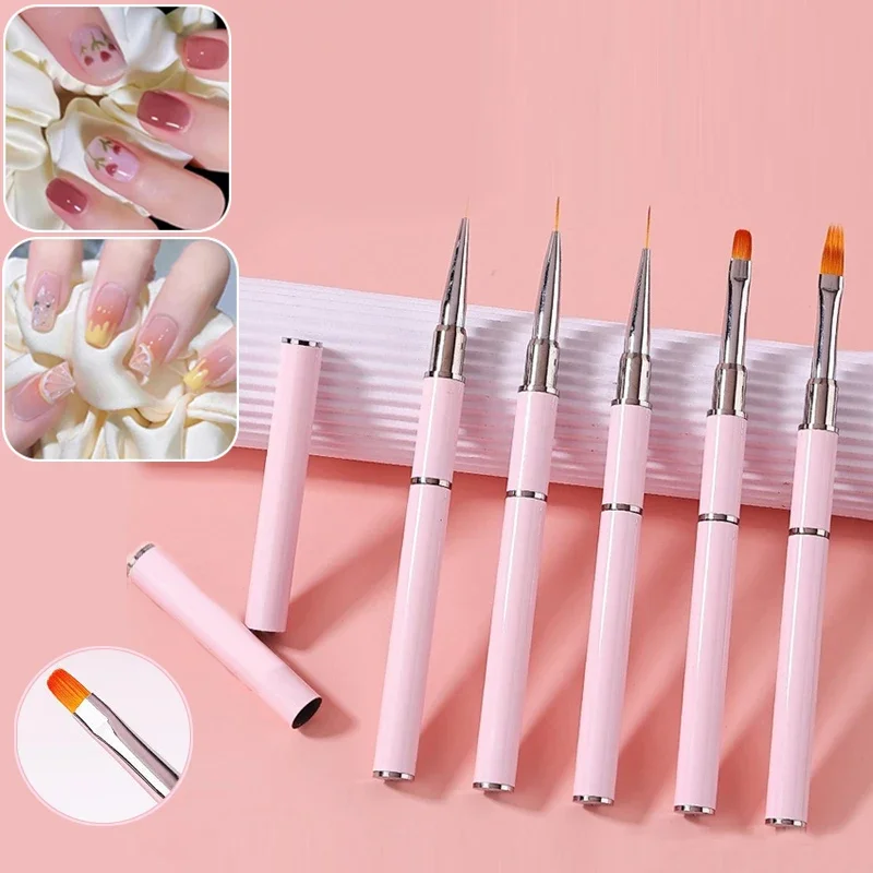 Dual-ended Nail Brush French Stripe Brushes Manicure Liner Brush 3D Tips Ultra-thin Line Drawing Pen UV Gel Painting Brushes