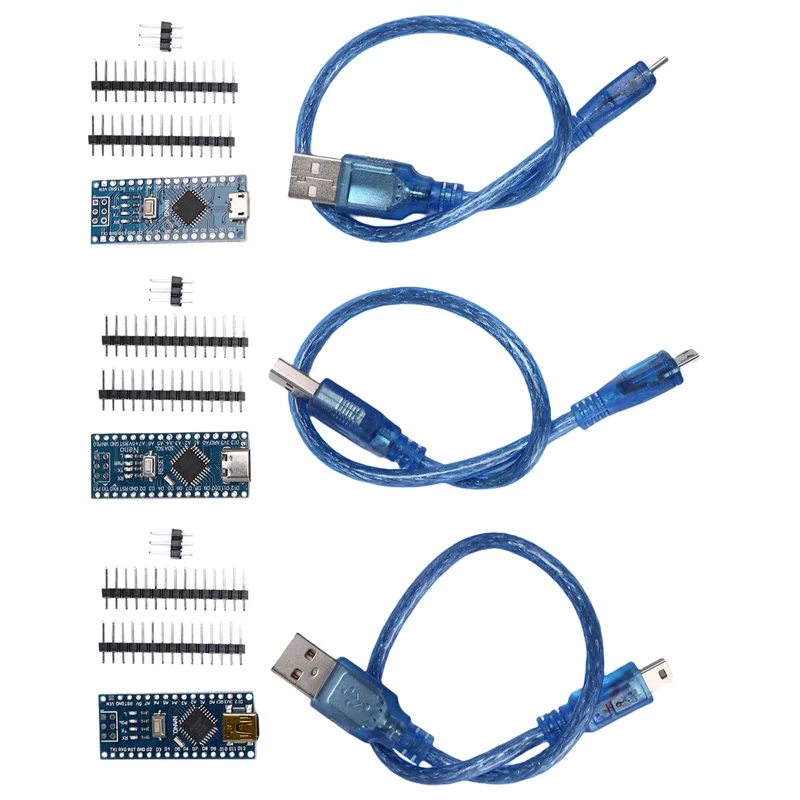 وحدة طاقة نانو V3.0 ATMEGA328P CH340G MICRO/TYPE-C/MNI مع رأس الدبوس نسخة محسنة أسلاك لوحة بدون لحام