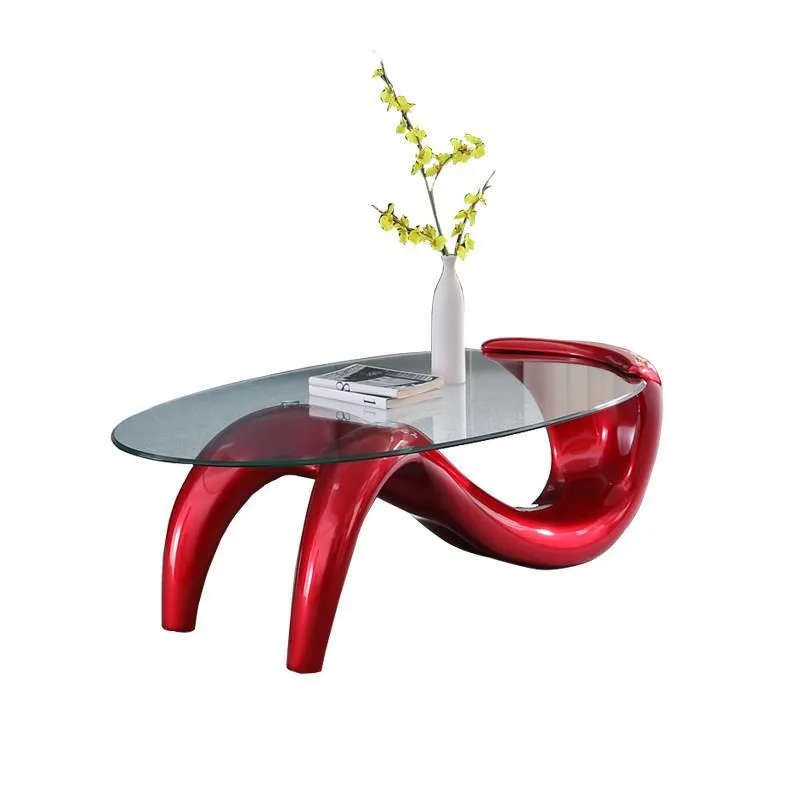 Creative and personalized coffee table, simple and modern mermaid tempered glass coffee table, fashionable oval  coffee table