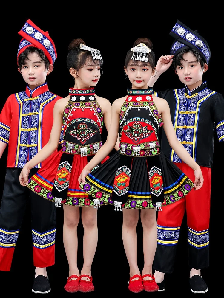 

New Ethnic Minority Children's Clothing Nationality Miao Nationality Girl's Hanfu Style March Three Festival Costume