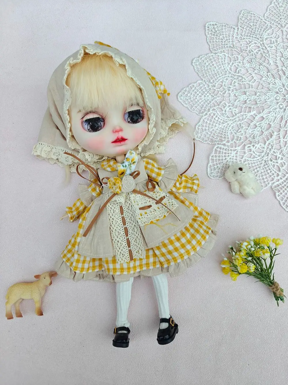 Handmade blythe doll clothes  Lace Vintage Dress  for Blythe Doll OB22 OB24 AZONE Compatible Doll Clothes blythe accessories