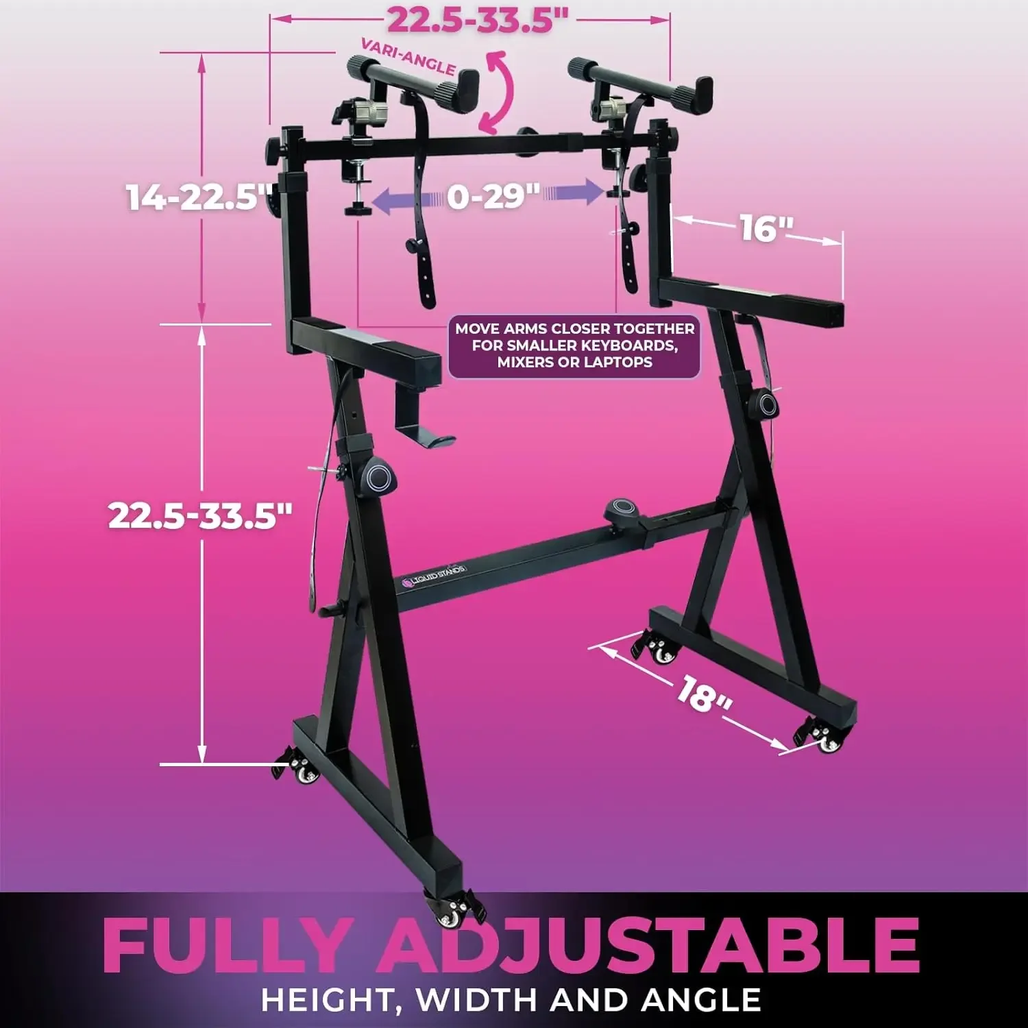 Stands Dual Piano Keyboard Stand w/ Wheels and 2nd Tier - Rolling Z Style Adjustable, Portable 2 Tier Heavy Duty Music St