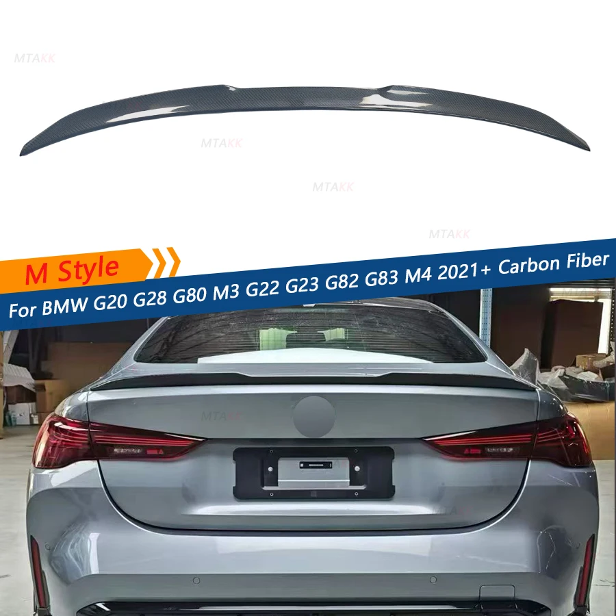 M Style Real Carbon Fiber Rear Trunk Spoiler Wing For BMW 3 4 Series G20 G28 G80 M3  G22 M4 G82 2021+  Rear Wing Exterior Parts