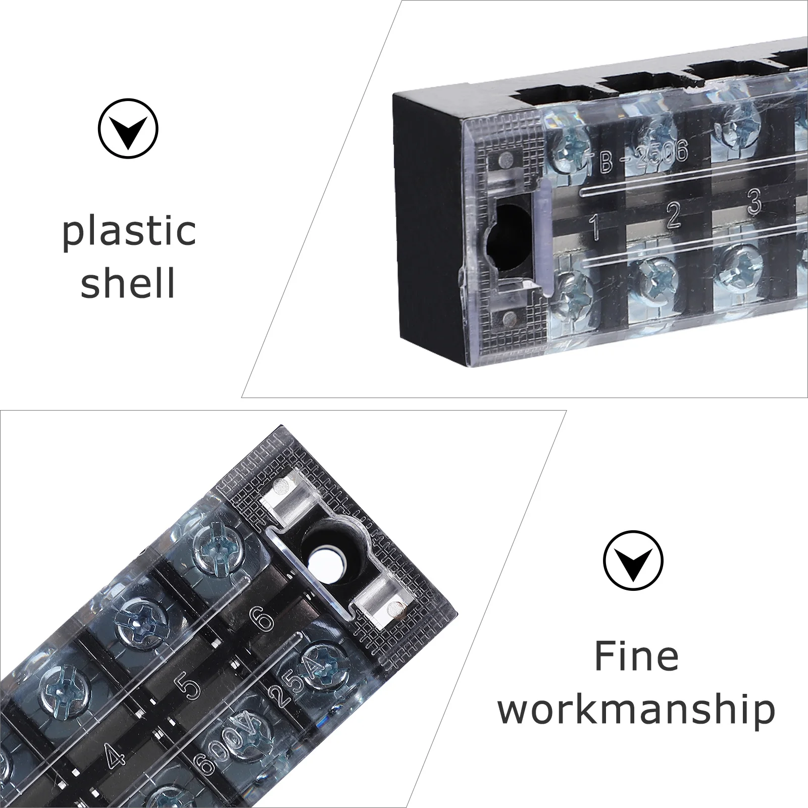 

5pcs Copper Terminal Blocks Dual Row Screw Terminal Strip Insulated Barrier With Transparent Cover Flame Retardant