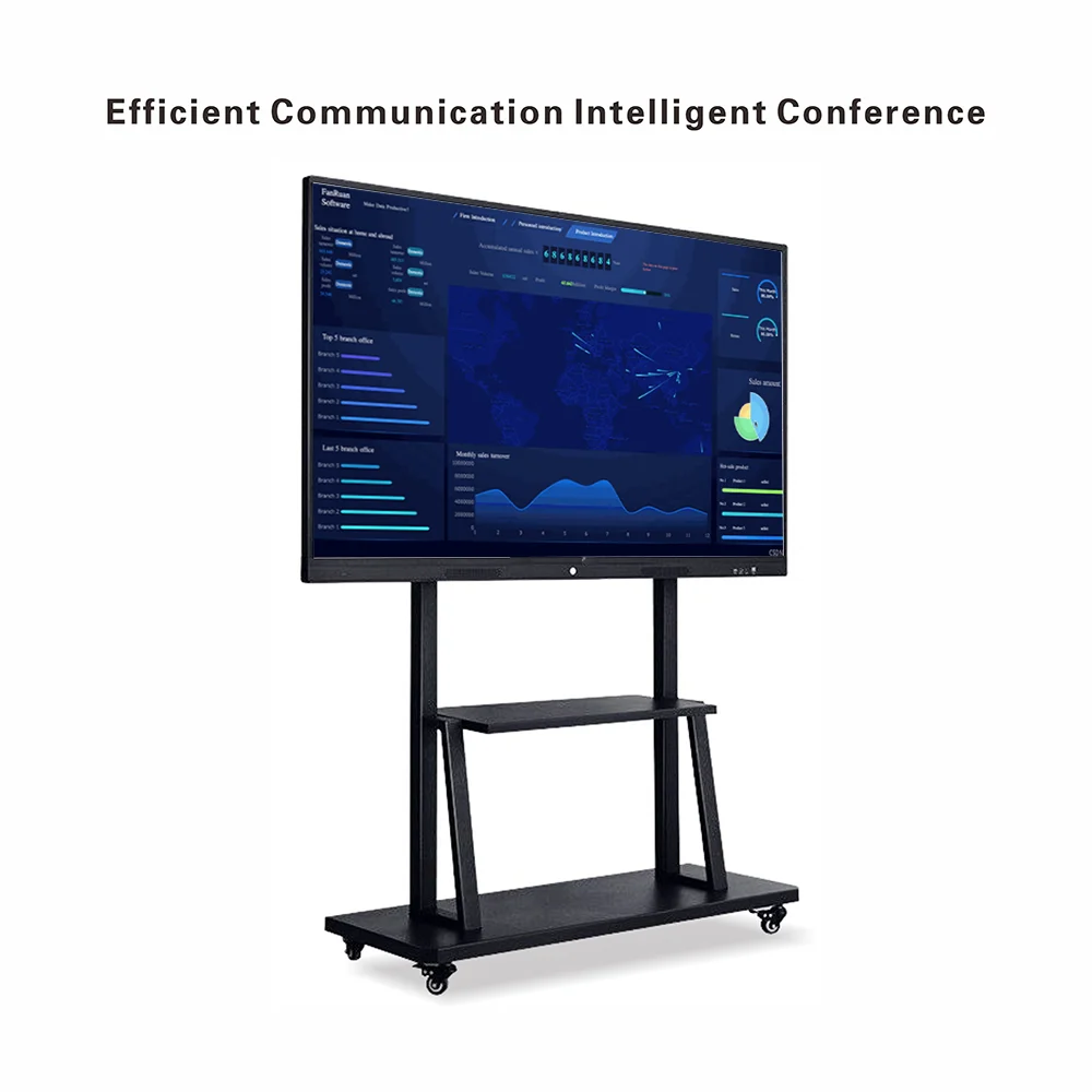 Tablet Konferensi Layar Pintar Seluler 4K 65 Inci Papan Tulis Elektronik Layar Sentuh Pengajaran TV Multimedia All-in-one