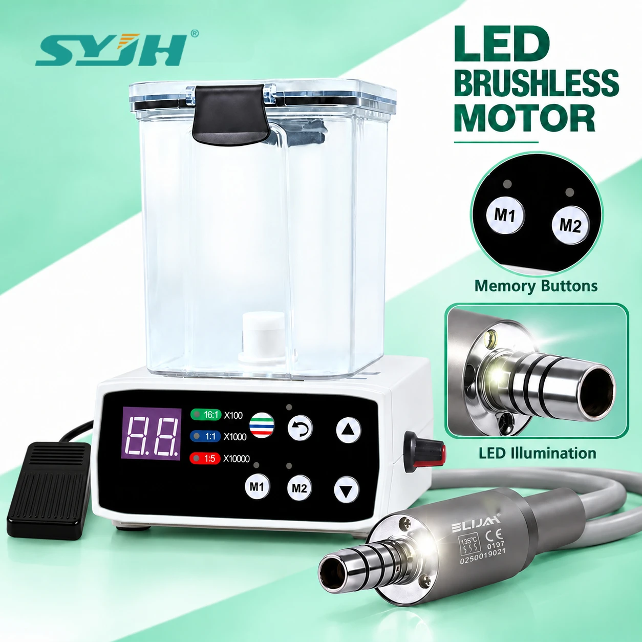 Multifunctional Dental Electric Micromotor with Water Tank and Fiber Optic Handle Internal Water Spray Electric Motor Lab Tools