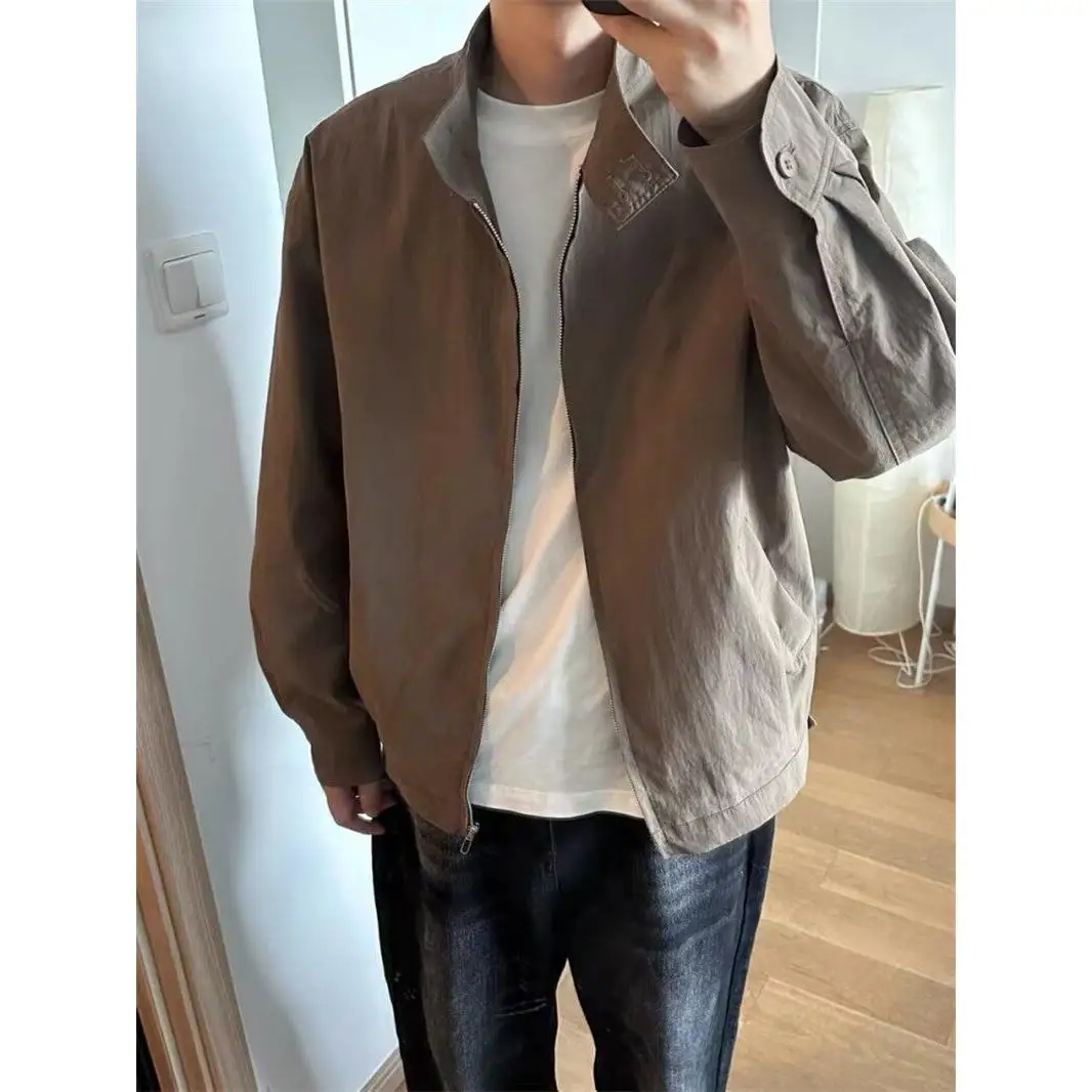 

American Retro Deer Skin Velvet Jaet Men's Spring Autumn Winter Sli Casual Jae Youth Trendy Stand Fit Outerwear