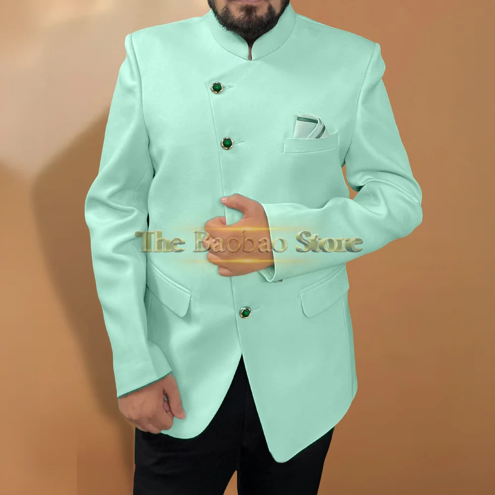 

Fashion Mint Mens Suit Indo Western Blazer Custom-made Clothes for Wedding Groom Prom Party Gentlemen Tuxedo Gift