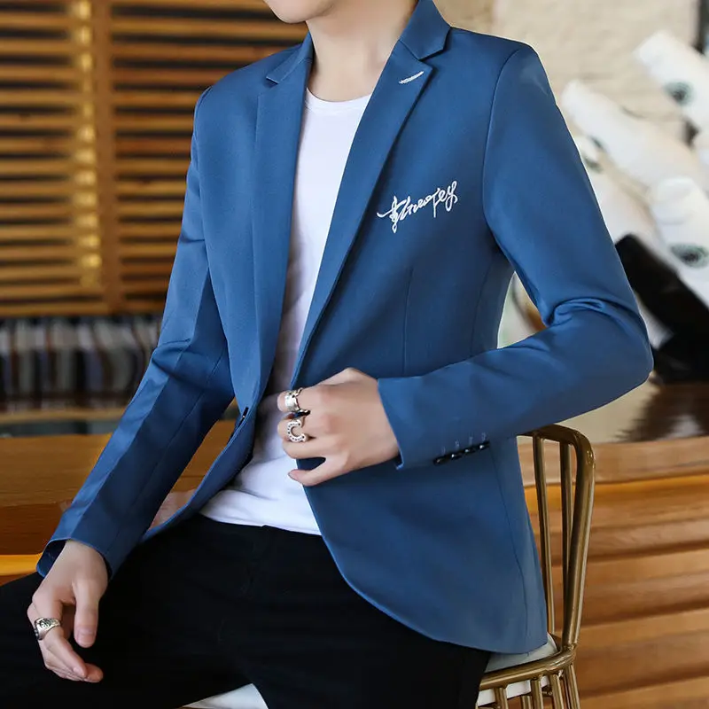 HH43Men's suits Korean style slim fit handsome suit jacket youth casual suit groom wedding best man dress trend